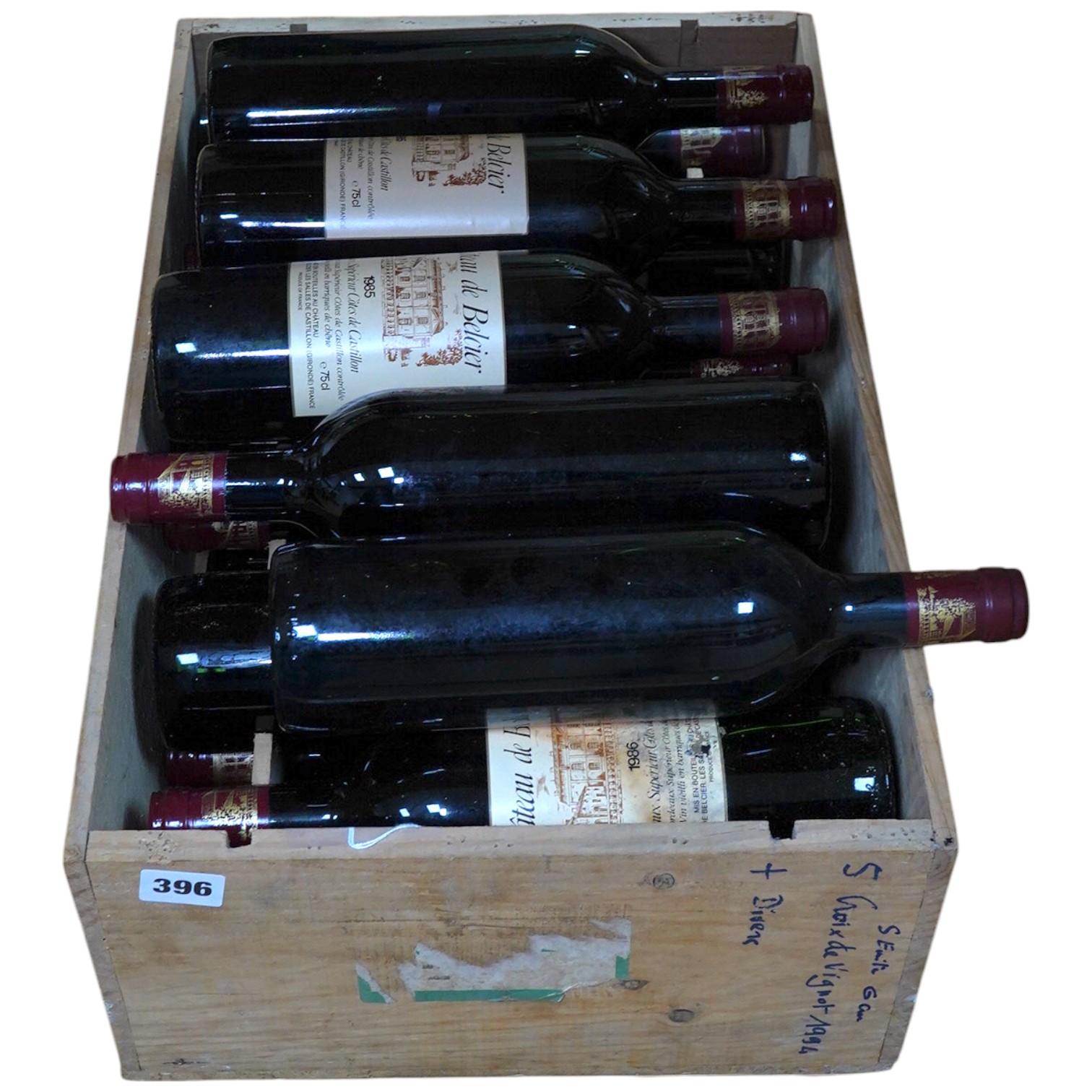 Vintage wine comprising Chateau De Belcier, Cotes de Castillion, six bottles 1985 and eleven bottles 1986 (17). Condition - fair to good, storage history unknown